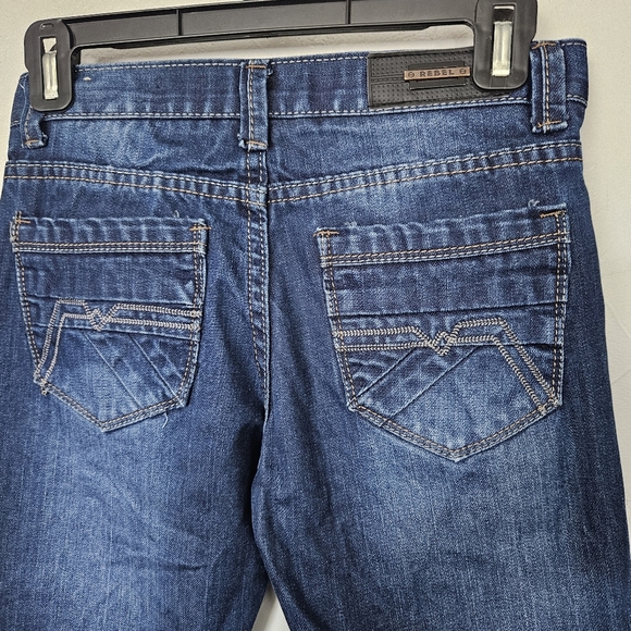 Rebel Jeans Boys 12 Dark Blue Straight Leg Jeans Denim Natural Fading Adjustable - Picture 6 of 7